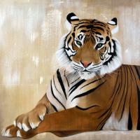 TIGER TIGRE Thierry Bisch artiste peintre animaux tableau art  nature biodiversité conservation 