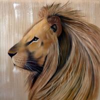 KING LION lion Thierry Bisch artiste peintre animaux tableau art  nature biodiversité conservation 