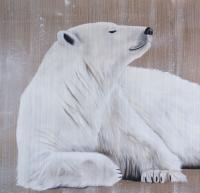 POLAR BEAR 18 peinture-animalière Thierry Bisch artiste peintre contemporain animaux tableau art  nature biodiversité conservation 