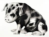 SWEET-PIGGY pig-piggy-piglet- Thierry Bisch Contemporary painter animals painting art  nature biodiversity conservation