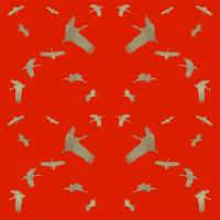 Golden Storks on Red   Peinture animalière, art animalier, peintre tableau animal, cheval, ours, élephant, chien sur toile et décoration par Thierry Bisch 