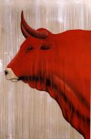 Red-bull-10 taureau-rouge Thierry Bisch artiste peintre contemporain animaux tableau art  nature biodiversité conservation 