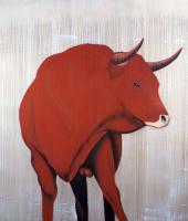 RED BULL-21 peinture-animalière Thierry Bisch artiste peintre contemporain animaux tableau art  nature biodiversité conservation 