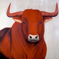 RED BULL 20 taureau-toro-de-combat-rouge Thierry Bisch artiste peintre contemporain animaux tableau art  nature biodiversité conservation 