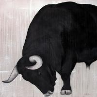 PABLITO taureau-toro-de-combat Thierry Bisch artiste peintre contemporain animaux tableau art  nature biodiversité conservation 
