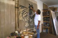 Tiger in progress tigre Thierry Bisch artiste peintre animaux tableau art  nature biodiversité conservation 