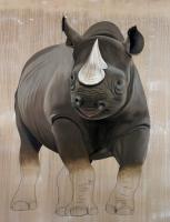 DICEROS BICORNIS rhinoceros-noir-diceros-bicornis-extinction-protégé-disparition Thierry Bisch artiste peintre contemporain animaux tableau art  nature biodiversité conservation 