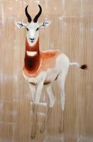 GAZELLA-DAMA gazelle-dama-damas-delete-extinction-protégé-disparition Thierry Bisch artiste peintre animaux tableau art  nature biodiversité conservation 