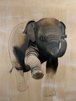 ELEPHAS-MAXIMUS   Animal painting, wildlife painter.Dogs, bears, elephants, bulls on canvas for art and decoration by Thierry Bisch 