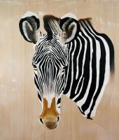 EQUUS-GREVYI peinture-animalière Thierry Bisch artiste peintre animaux tableau art  nature biodiversité conservation 
