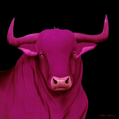 BULL 1 FRAMBOISE bull Showroom - Inkjet on plexi, limited editions, numbered and signed. Wildlife painting Art and decoration. Click to select an image, organise your own set, order from the painter on line
