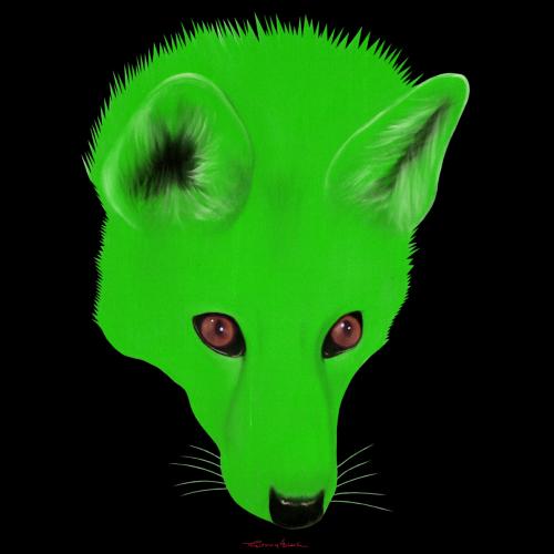 GREEN FOX fox Showroom - Inkjet on plexi, limited editions, numbered and signed. Wildlife painting Art and decoration. Click to select an image, organise your own set, order from the painter on line