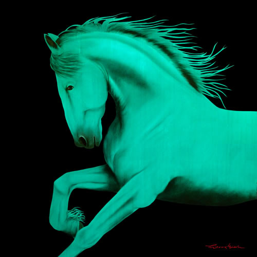 CHEVAL1 VERDEAU  Horse Showroom - Inkjet on plexi, limited editions, numbered and signed. Wildlife painting Art and decoration. Click to select an image, organise your own set, order from the painter on line